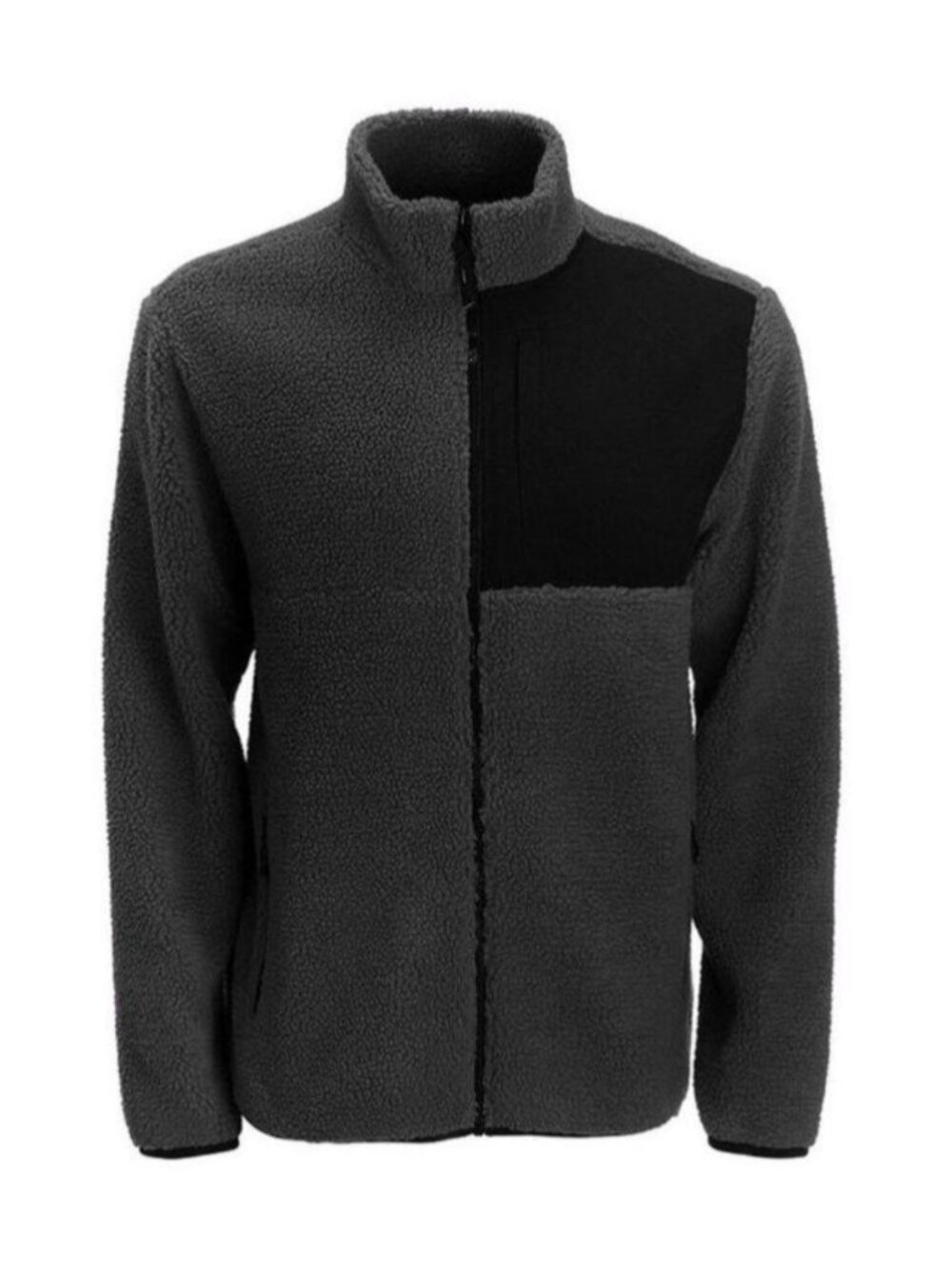 Aeropostale Men Sherpa Fleece Jacket Full Zip Fleece Charcoal Gray Small S New
